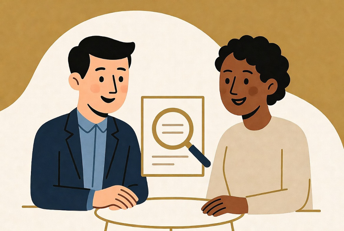 Advisor and homeowner reviewing a document together